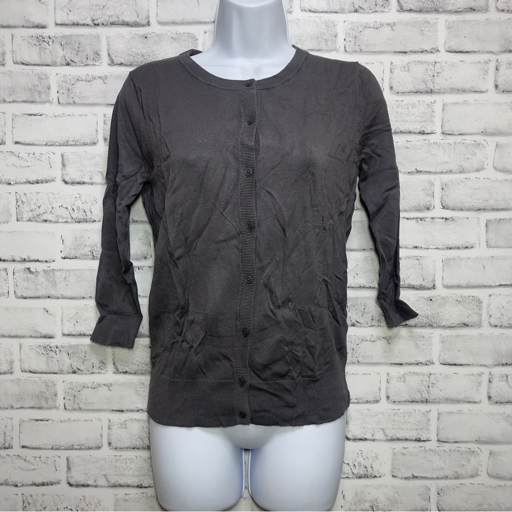 Susina Button Up Dark Gray Cardigan Small